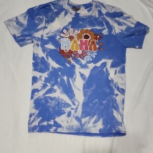 Blue Tie-Dye Womens Shirt with Floral Design